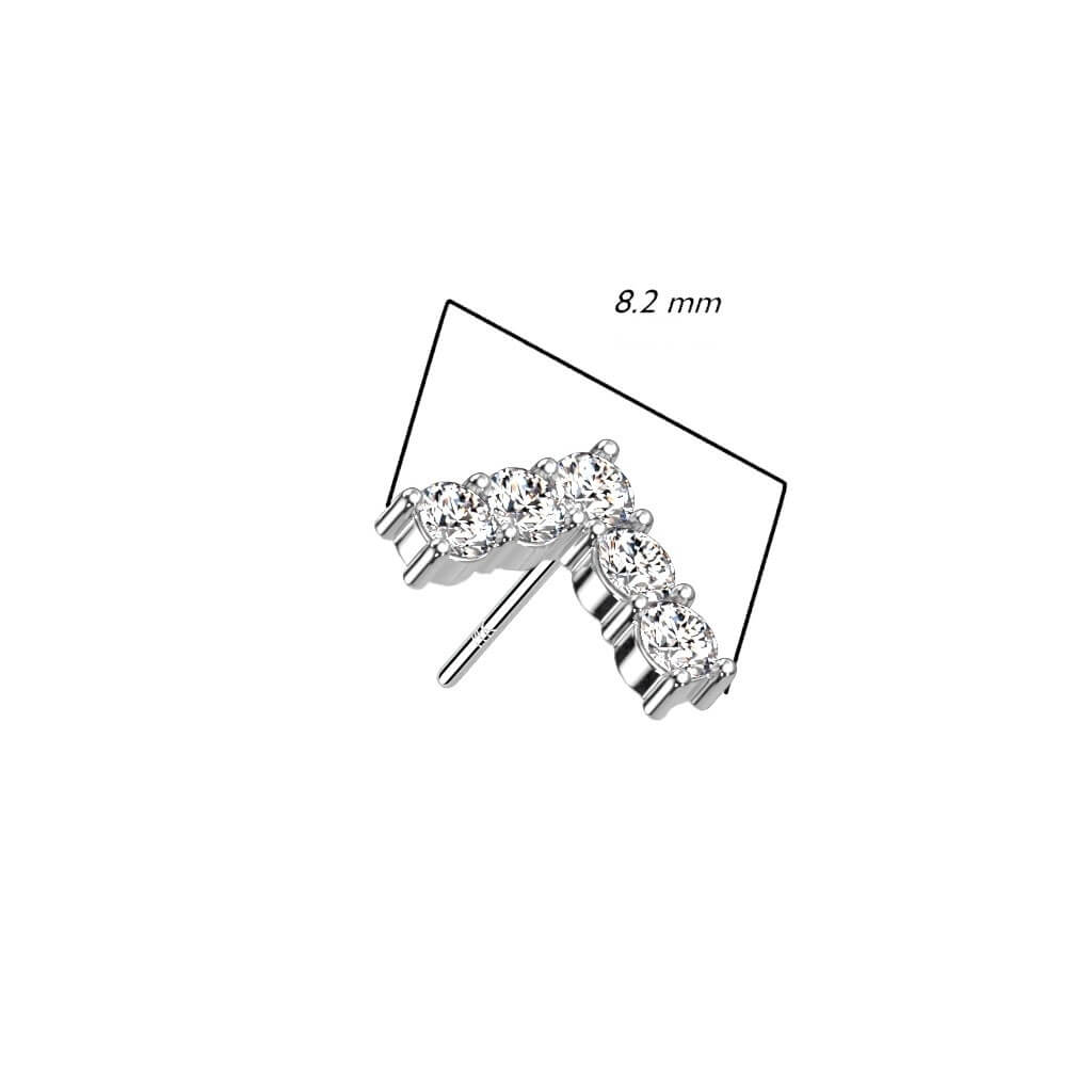 14 Karat Gold Top L-Form Zirkonia Gelbgold Weißgold Push-In