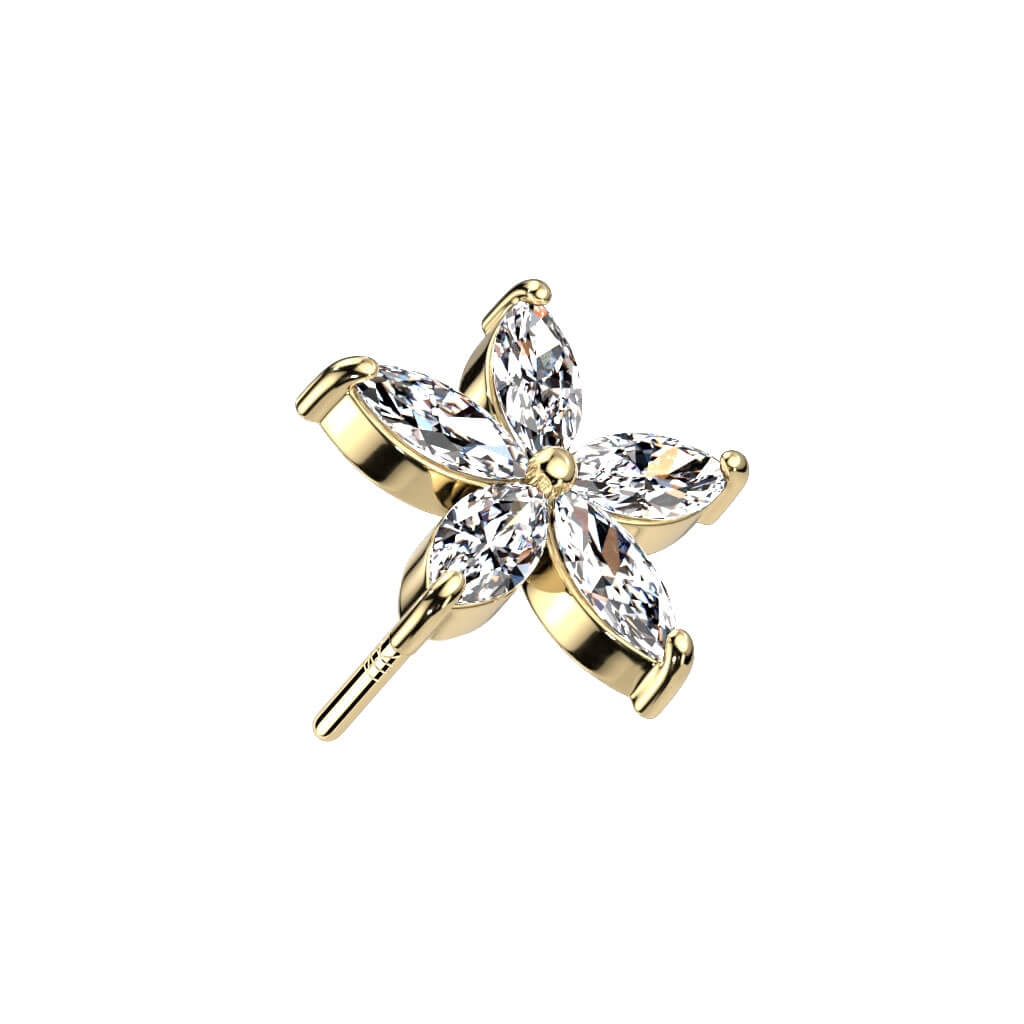 Solid Gold 14 Carat Top Star Zirconia Push-In