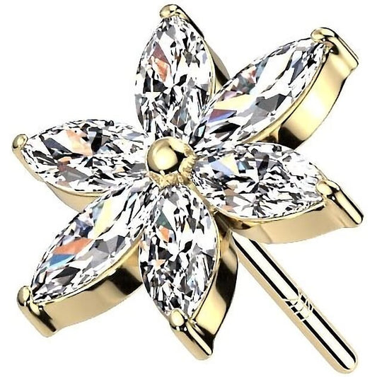 Solid Gold 14 Carat Top Star Zirconia Push-In