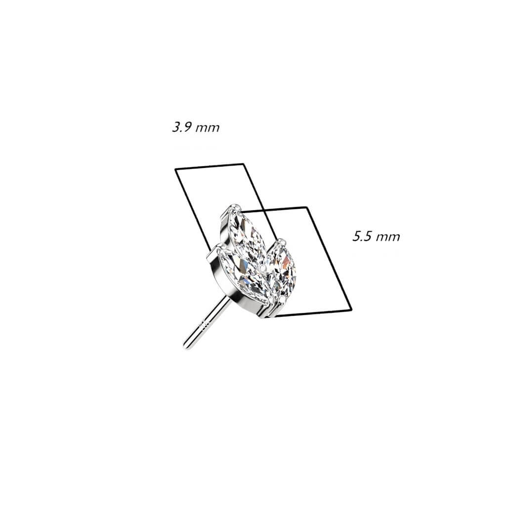 Oro 14 kt Superiore design foglie di zirconi Push-In