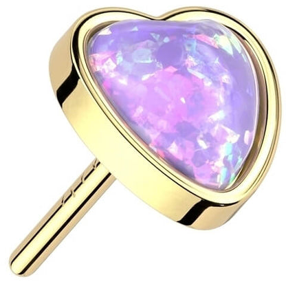 Solid Gold 14 Carat Heart Opal Push-In