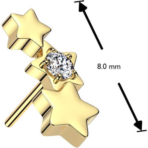 3 Sterne Zirkonia Push-In