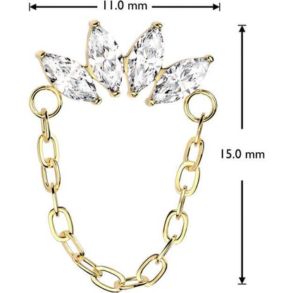 Titanium top chain marquise cut zirconias Push-In