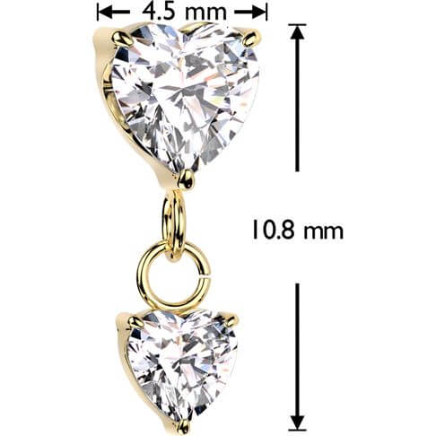 Titanio Top corazon circonita engaste prong Push In