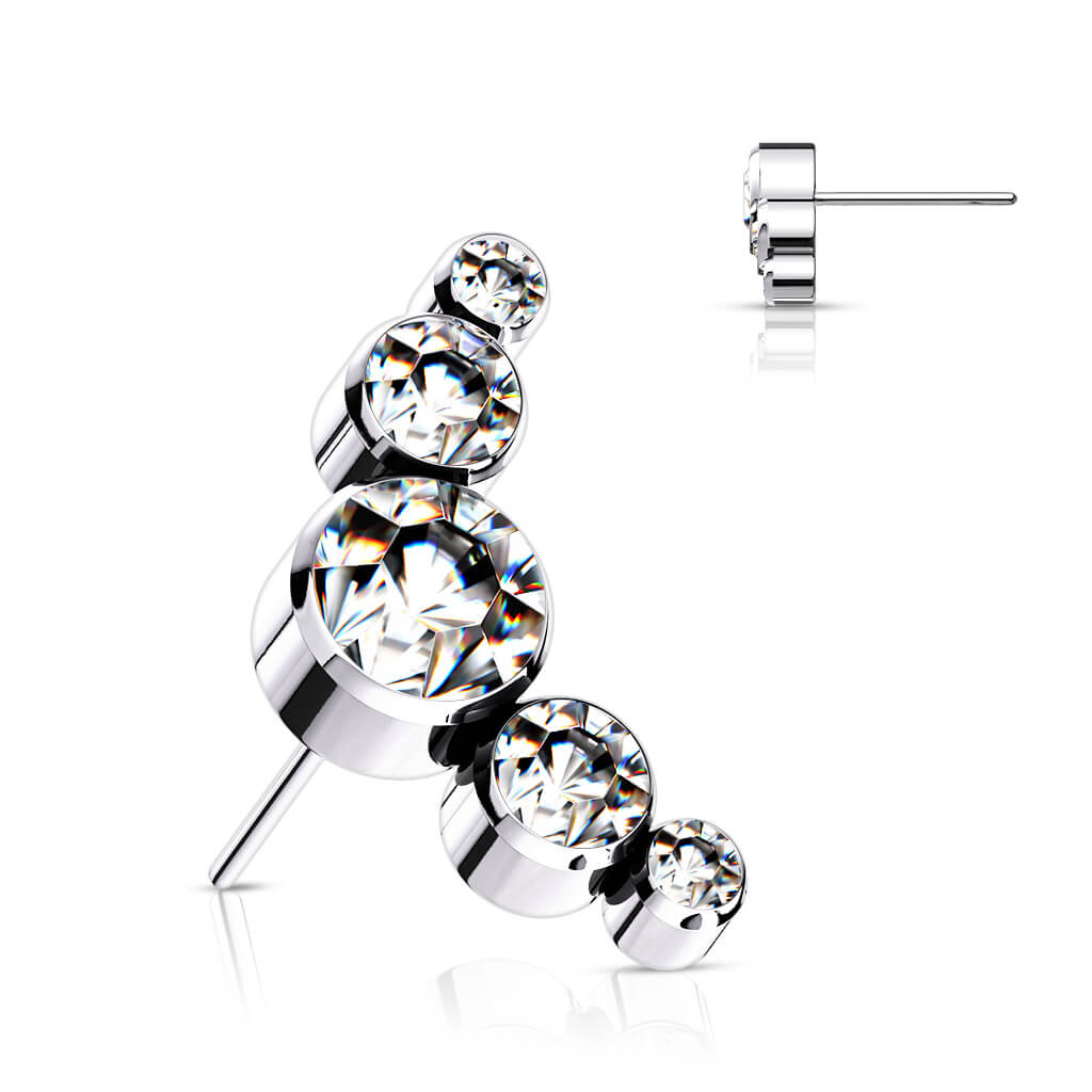 Titane Embout Embout 5 Zircones Argent Enfoncer