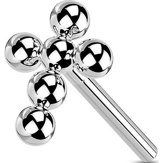 Titanium Labret Cross Ball Flower Push-In