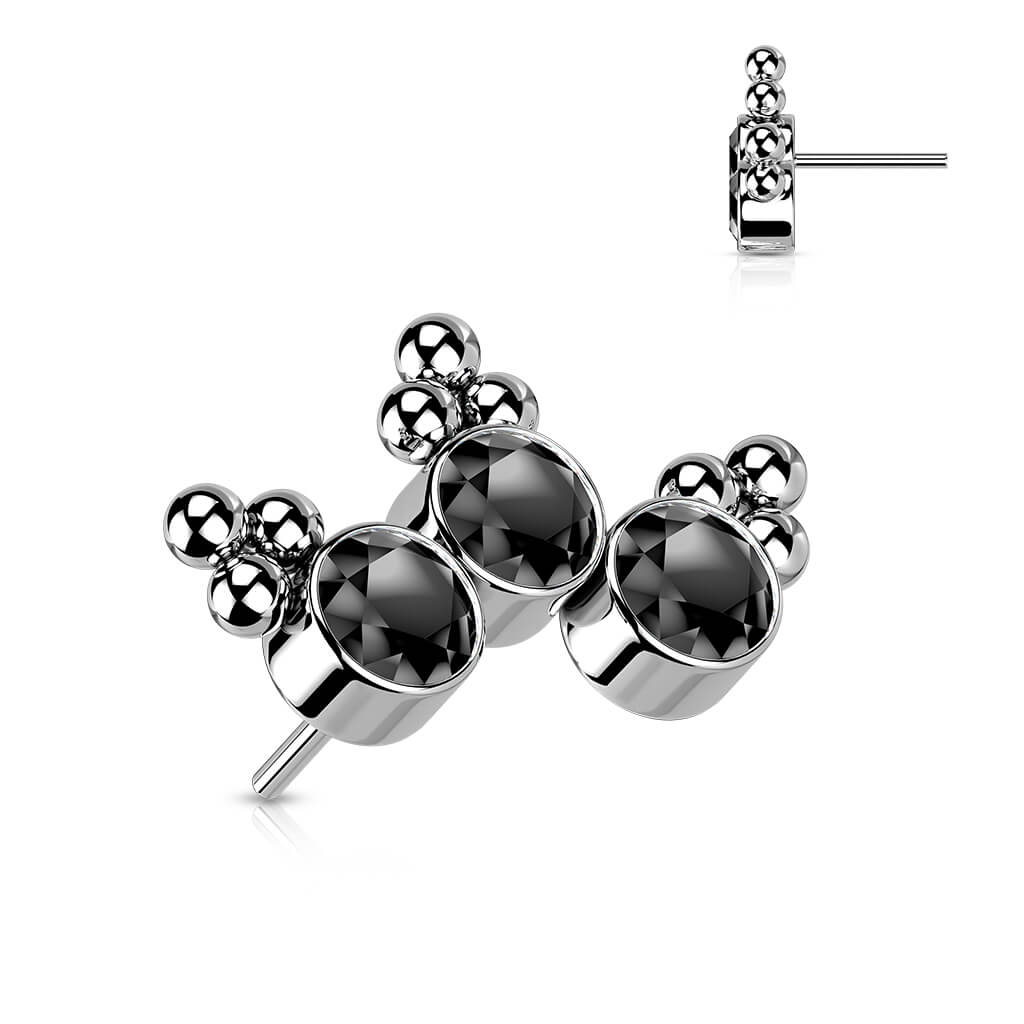 Titanium top 3 zirconias beaded balls Push-In