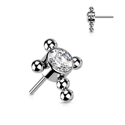 Titanium top cross zirconia or opal beaded balls Push-In