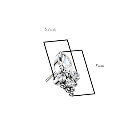 Titane Embout Embout 4 Zircones Opales Enfoncer