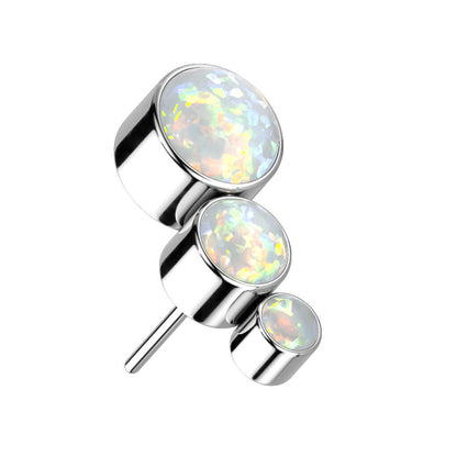 Titanium top 3 opals bezel setting Push-In