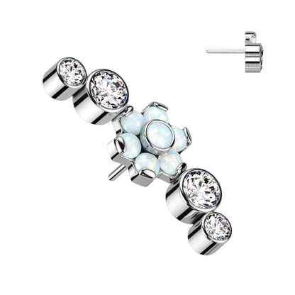 Titanium top flower zirconia opal Push-In