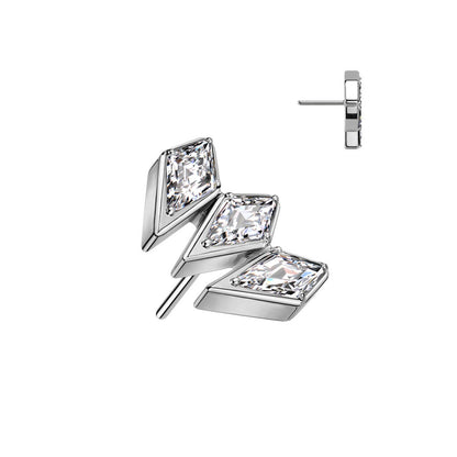 Titanium Top Marquise Cut 3 Zirconia Push-In