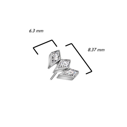 Titanium Top Marquise Cut 3 Zirconia Push-In