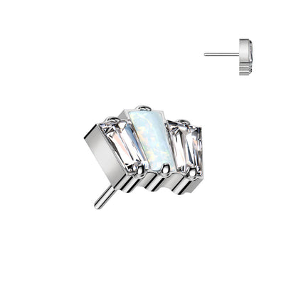 Titanium top 3 zirconias or opals Push-In