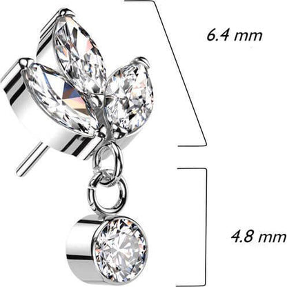 Titane Embout Marquise Pendentif Zircone Enfoncer