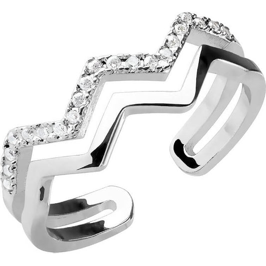 Zigzag Zirconia Adjustable Silver