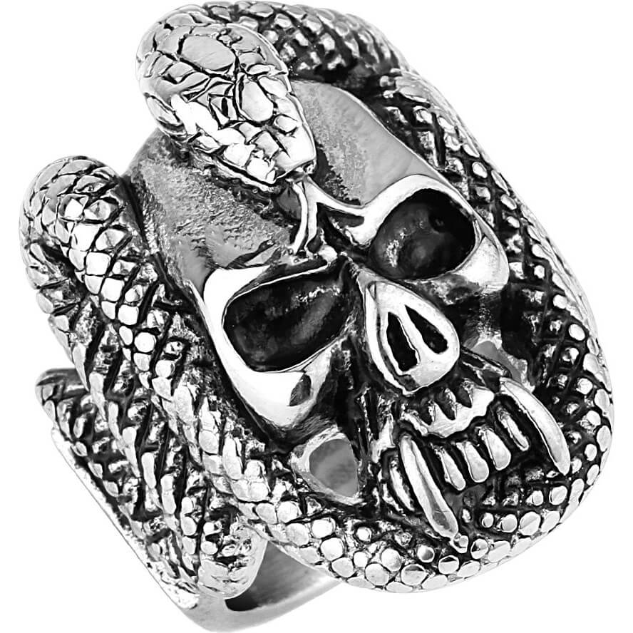 Totenkopf Schlange Silber