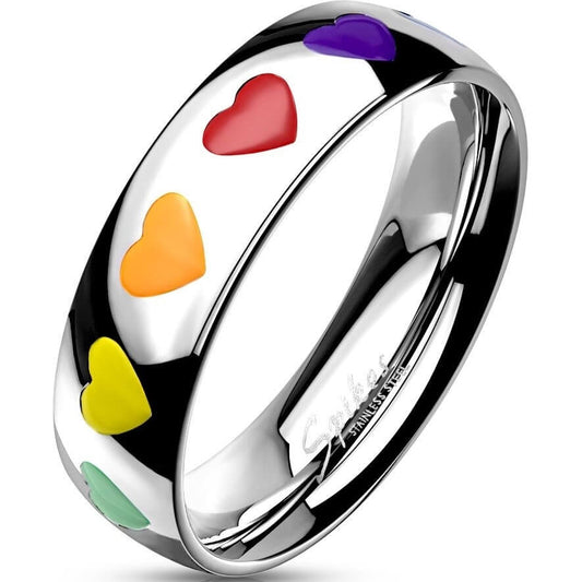 Anneau Coeur Arc-en-ciel Argent