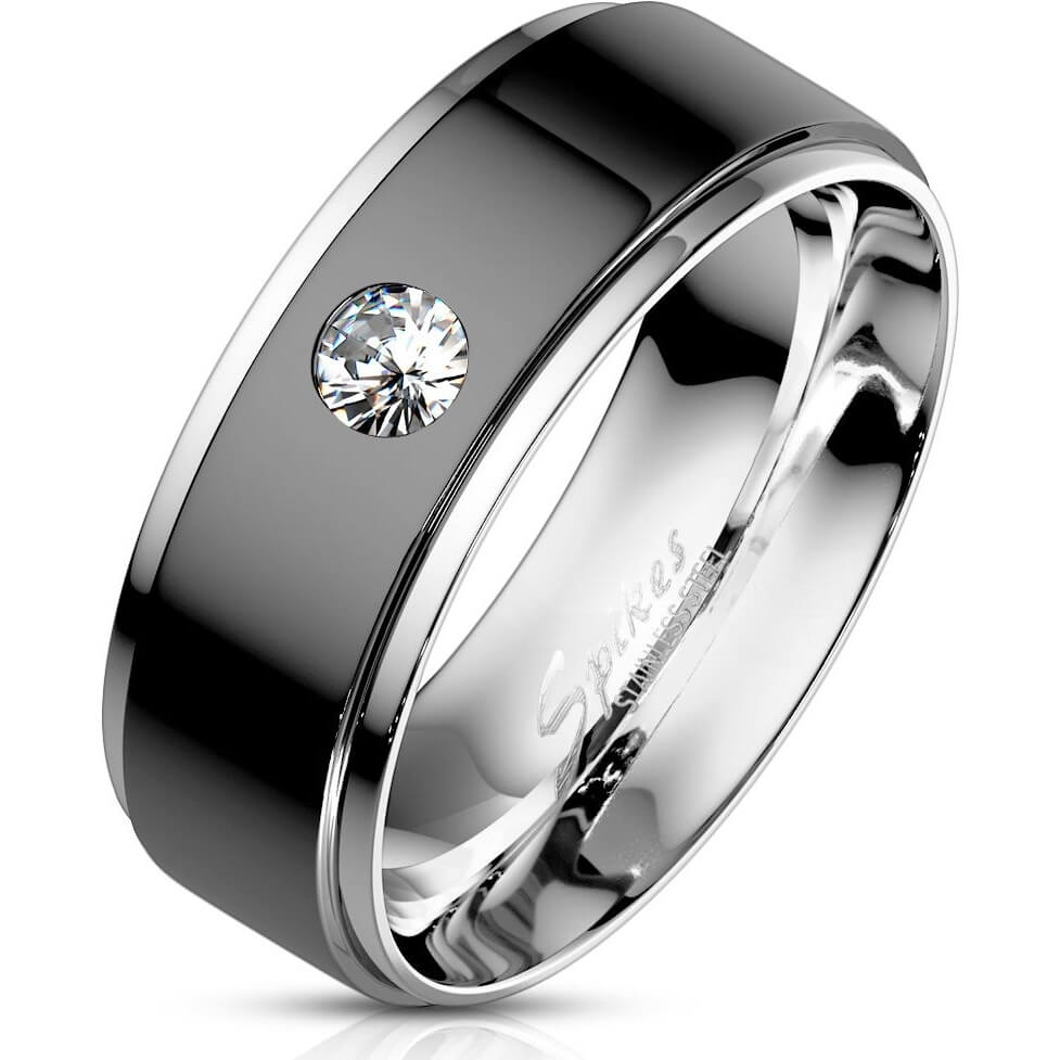 Anneau Zircone Noir Argent