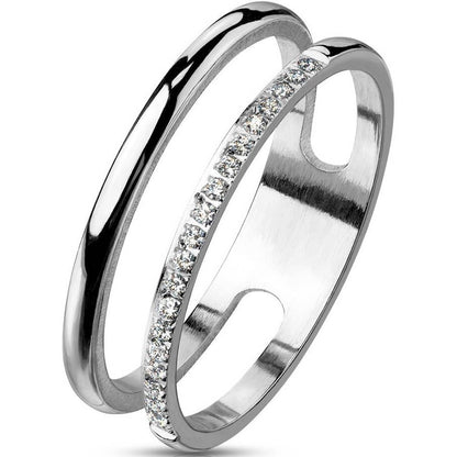 Double Ring Zirconia Silver