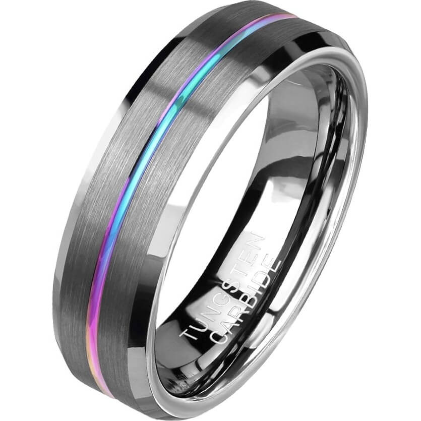 Anneau Rainbow Line Argent Brossé