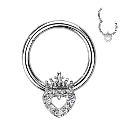 Ring Heart Crown Zirconia Clicker