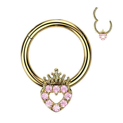 Ring Heart Crown Zirconia Clicker