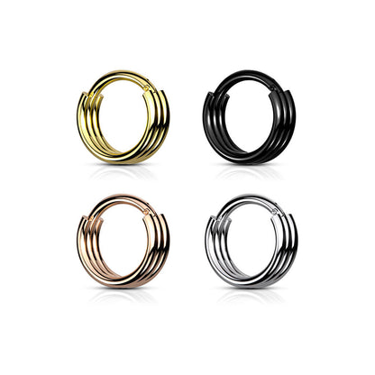 Ring Triple Layered Hoops Clicker