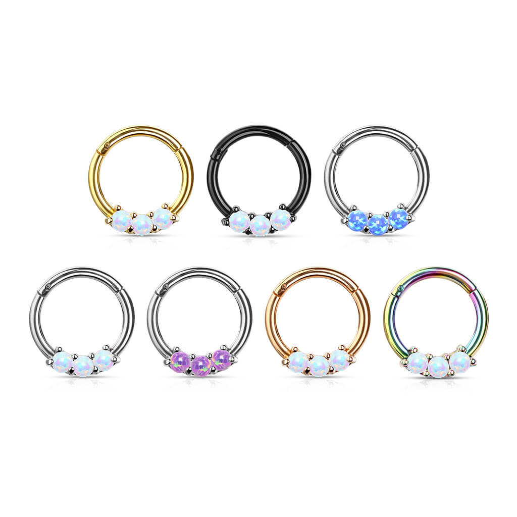 Anello Piercing 3 opali Clicker