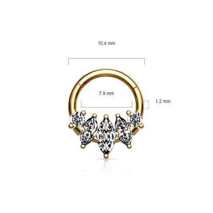 Anneau 5 Marquises Zircone Cliqueur