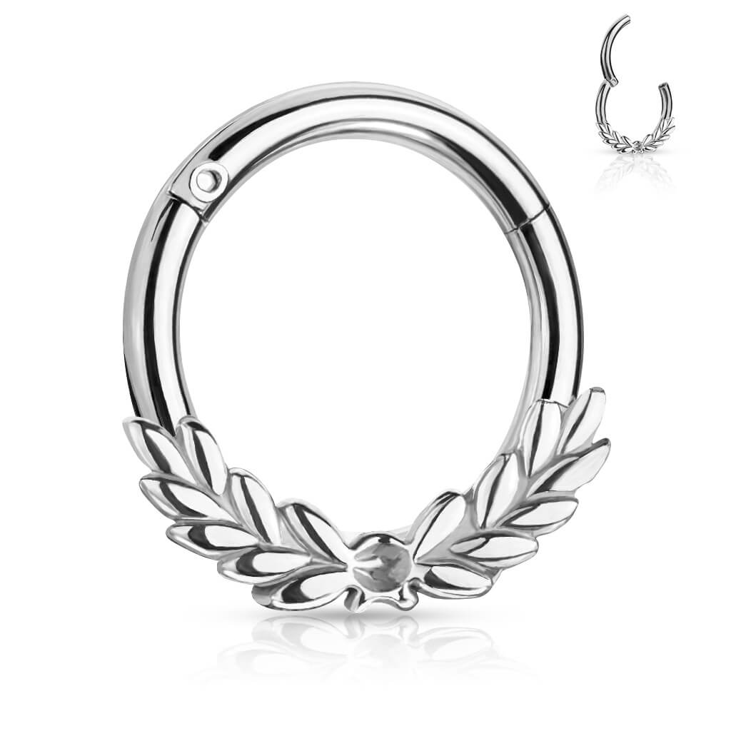 Anello Piercing Foglie alloro d´argento Clicker