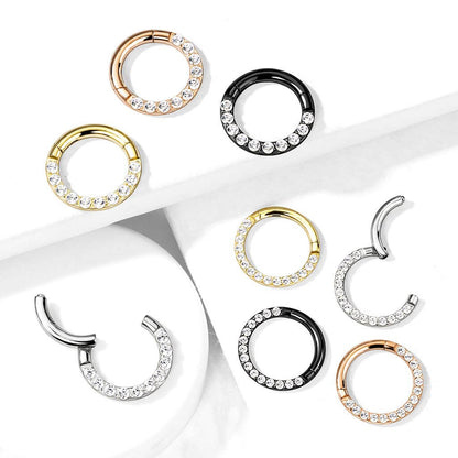 Anello Piercing Zirconi Clicker