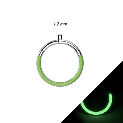 Titanio Anello Piercing Luminescente al buio Clicker