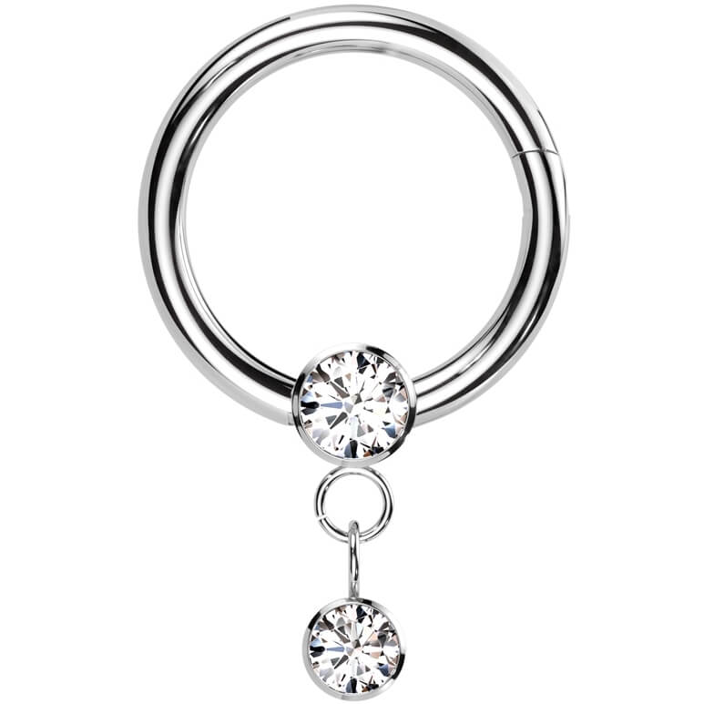 Titanio Anello Piercing Pendente con Zirconi Clicker