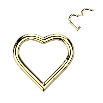 Titanio Anello Piercing  Cuore Clicker