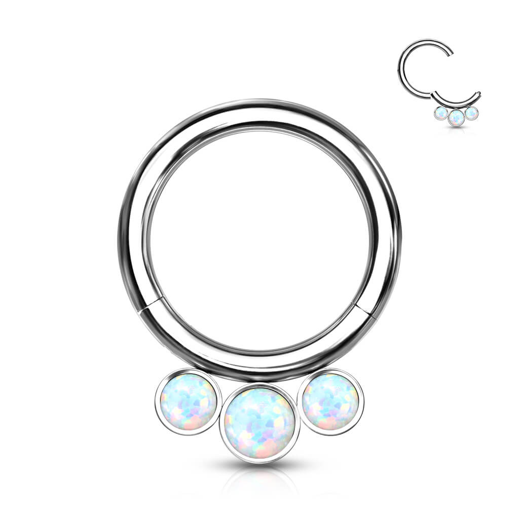 Titan Ring Kugel 3 Opal Silber Clicker