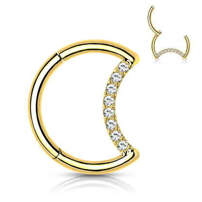 Titanium Ring Moon Zirconia Clicker