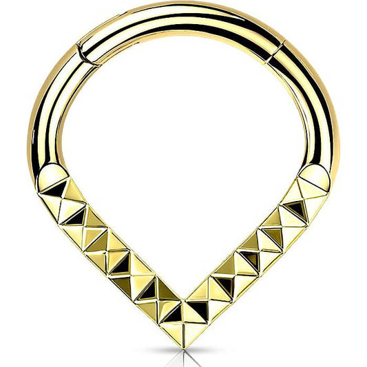 Titanium Ring Chevron Pyramid Cut Clicker