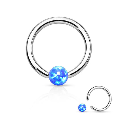 Ring Ball Opal Silver Captive Bead