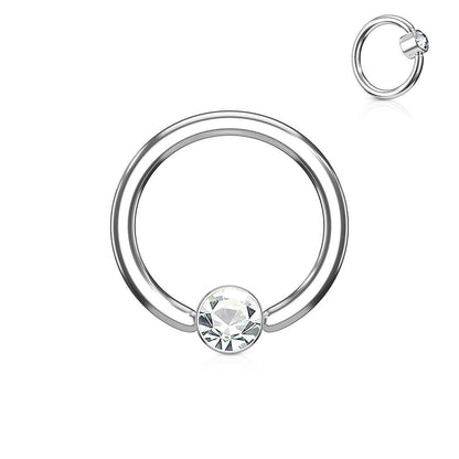 Ring Ball Flat Zirconia Silver Captive Bead