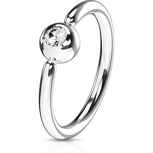 Anillo Bola Circonita Plata Flexible