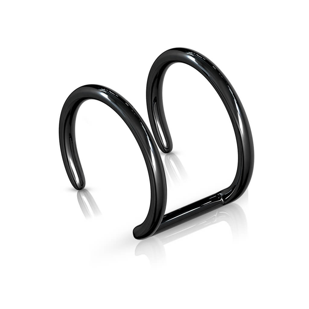 Fake Ear Piercing Double Line Black Bendable