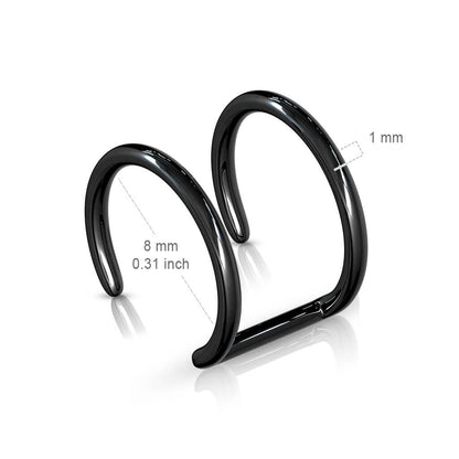 Fake Ear Piercing Double Line Black Bendable