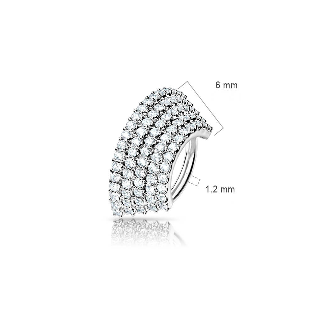 Anello Piercing 5 file di zirconi Pieghevole