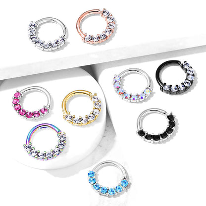 Anello Piercing 7 zirconi Pieghevole