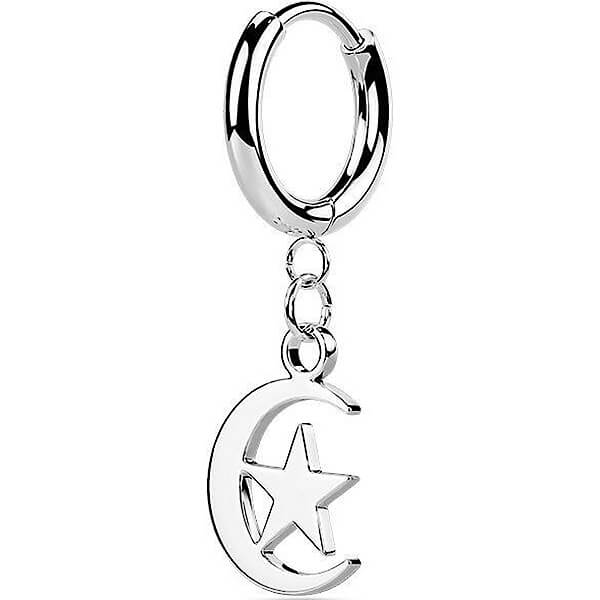 Boucle d'Oreille Pendentif Lune Étoile Cliqueur