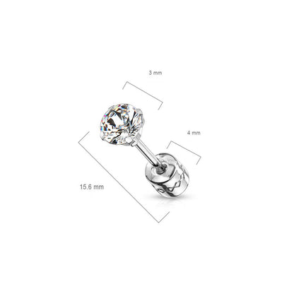 Bouton d'Oreille Zircone Ronde des 2 Cotés