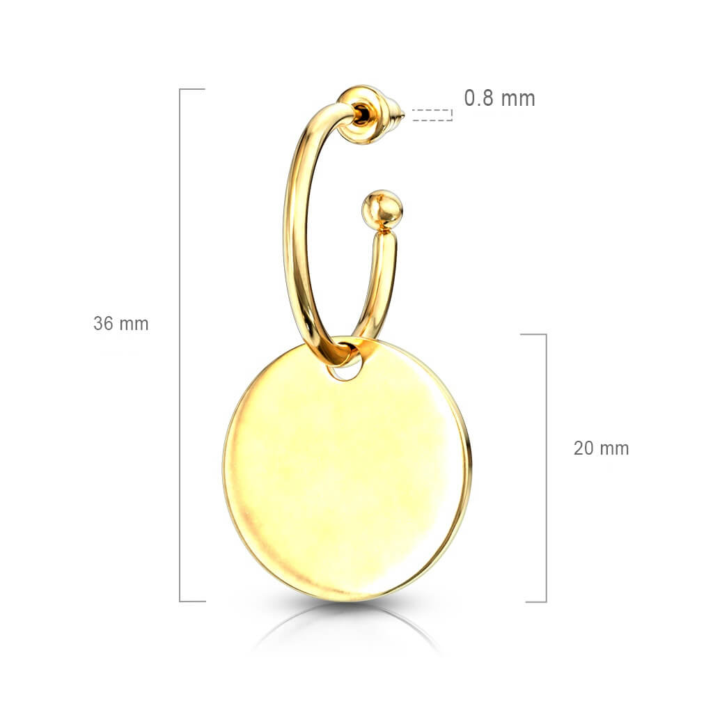 Bouton d'Oreille Pendentif plaque ronde