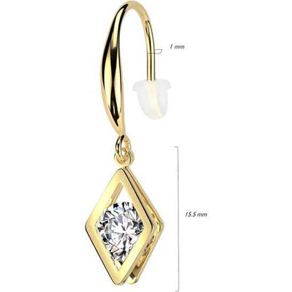 Boucle d'Oreille Pendentif Diamant Creux Zircone