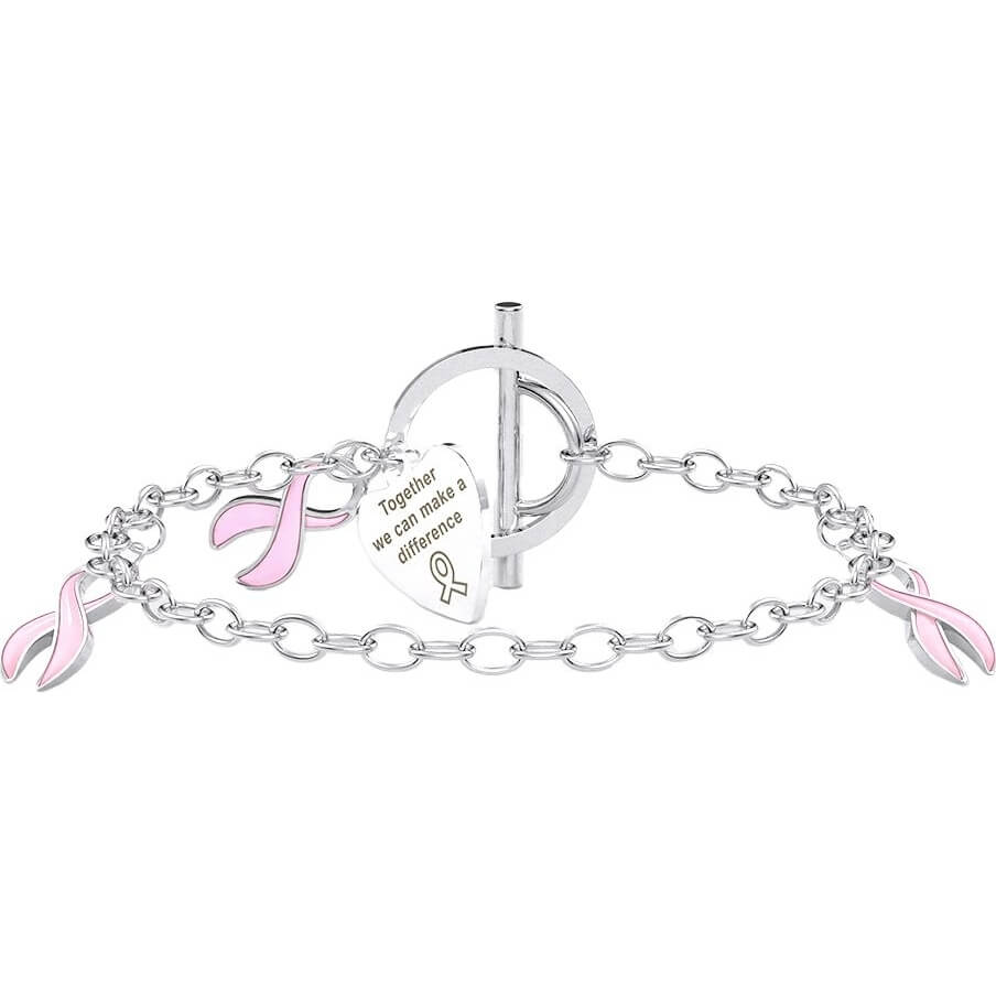 Breast Cancer Ribbon Silver